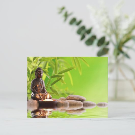 Buddha Zen Ruhe Garten Postkarte (Stehend Vorderseite)