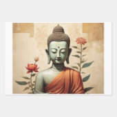 Buddha, Zen-Tempel und Blume - Geschenkpapier Set (Vorderseite)