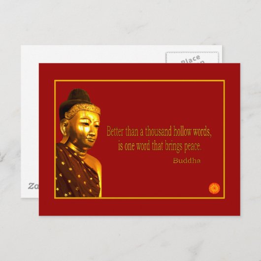 Buddha Zitat ~ Ein Wort, das Frieden bringt Postkarte (Vorne/Hinten)