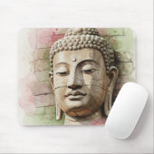 Buddhakopf aus Stein Mousepad (Mit Mouse)