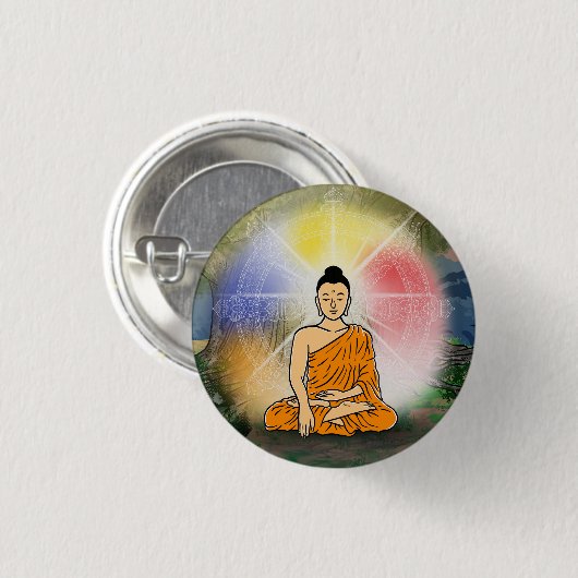 Buddhas Erleuchtung & Dharma Wheel Button (Vorne & Hinten)