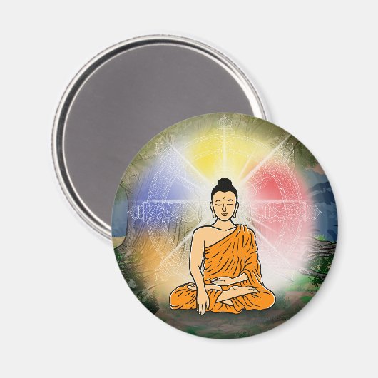 Buddhas Erleuchtung & Dharma Wheel Magnet (Vorderseite/Rückseite)