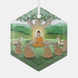 Buddhas erste sermon lehrende Ornament Aus Glas