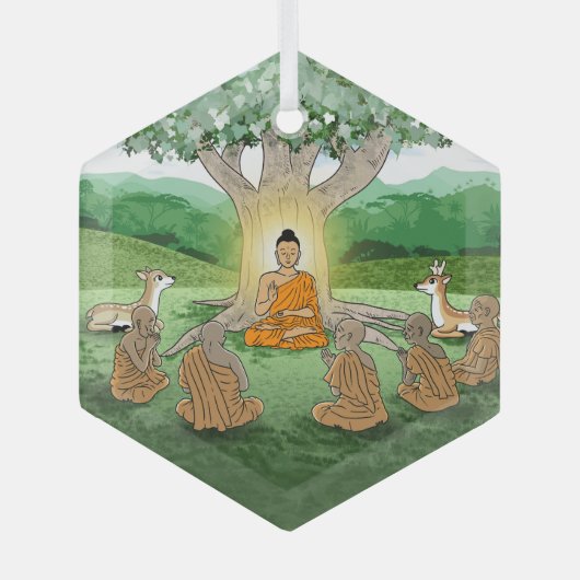 Buddhas erste sermon lehrende Ornament Aus Glas (Vorderseite)