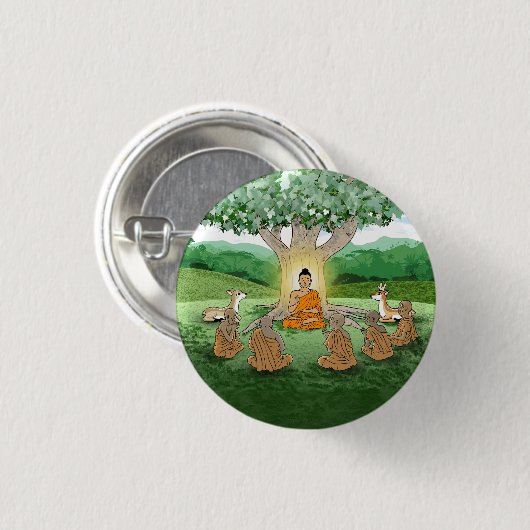 Buddhas erster Lehrknopf Button (Vorne & Hinten)