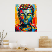 Buddhas farbenfrohe Abstrakte Malerei Poster (Küche)