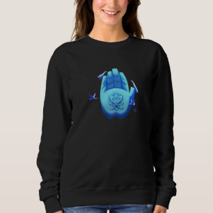 Buddhas Hand und Lotus stilisiertes geometrisches Sweatshirt