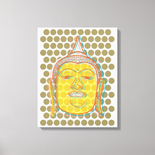 Buddhas Head Offset Print Zen Moderne Pop Dots Leinwanddruck (Vorderseite)