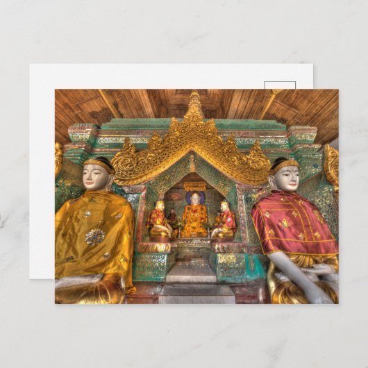 Buddhas in einem Tempel Postkarte (Vorne/Hinten)