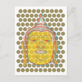 Buddhas Kopf-Gelb-Gesicht hebt moderne Pop-Punkte  Postkarte