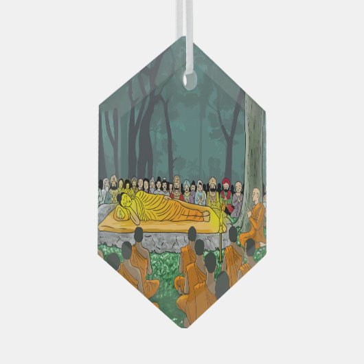 Buddhas letztes Nirvana-Ornament Ornament Aus Glas (Vorderseite Rechts)