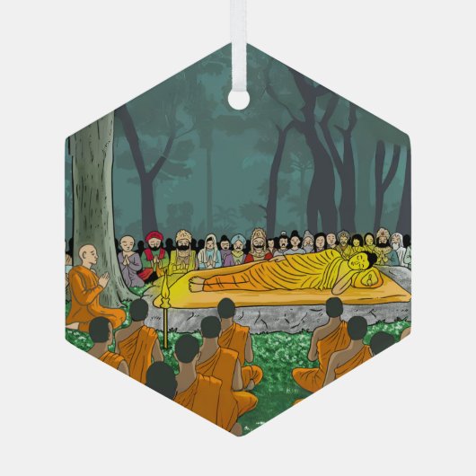 Buddhas letztes Nirvana-Ornament Ornament Aus Glas (Rückseite)