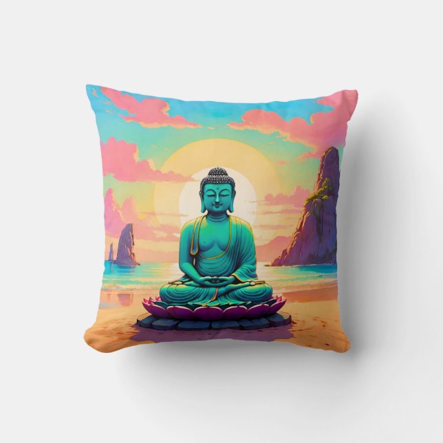 Buddhas Sonnenuntergangsreflexion Kissen (Vorderseite)