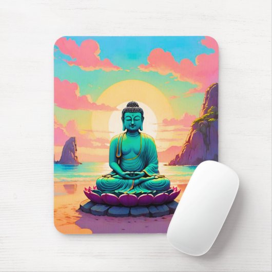 Buddhas Sonnenuntergangsreflexion Mousepad (Mit Mouse)