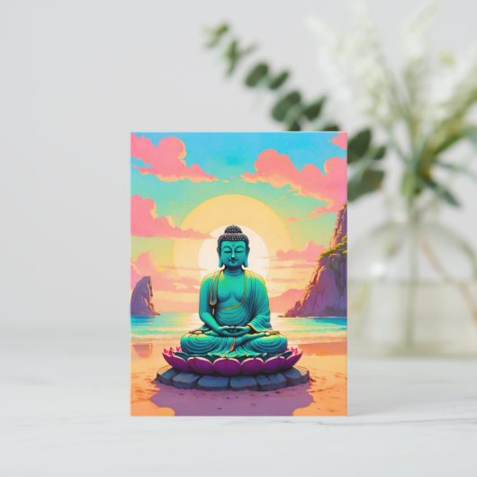 Buddhas Sunset Reflektion Feiertagspostkarte (Stehend Vorderseite)
