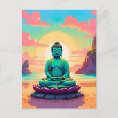 Buddhas Sunset Reflektion Feiertagspostkarte (Vorderseite)