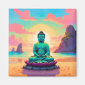 Buddhas Sunset Reflektion Magnet (Vorne)