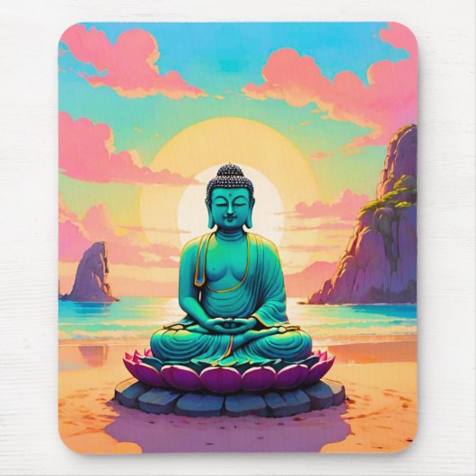 Buddhas Sunset Reflektion Mousepad (Vorne)