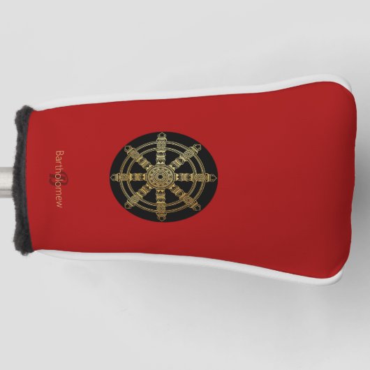 Buddhism Golden Dharma Wheel Personalized Golf Headcover (Vorderseite)