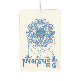 Buddhism Mani Mantra In Blue With Mandala Autolufterfrischer