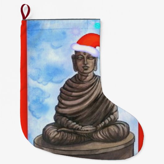 Buddhismus - Buddha - frohe Weihnachten Großer Weihnachtsstrumpf (Vorderseite)