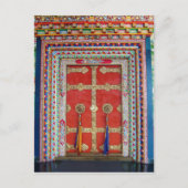 Buddhismus Buddhistische farbenfrohe Tür tibetisch Postkarte (Vorderseite)