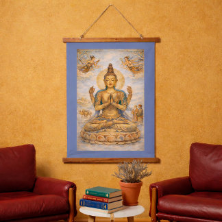 Buddhist Bodhisattva Tang Dynasty Style Wandteppich Mit Holzrahmen