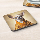 Buddhist Chihuahua Getränkeuntersetzer (Linke Seite)