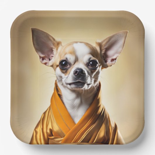 Buddhist Chihuahua Pappteller (Vorderseite)