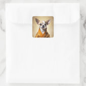 Buddhist Chihuahua Quadratischer Aufkleber (Tasche)
