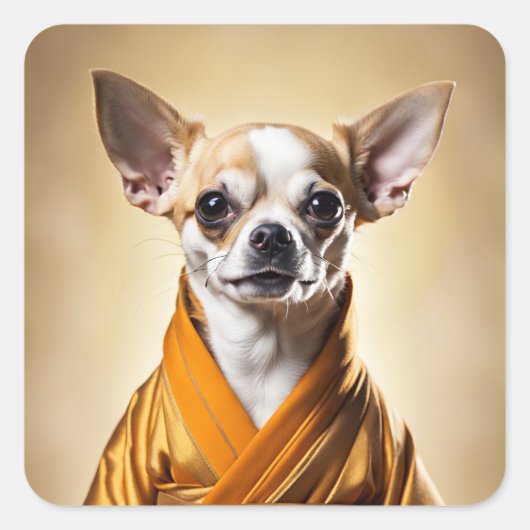 Buddhist Chihuahua Quadratischer Aufkleber (Vorderseite)