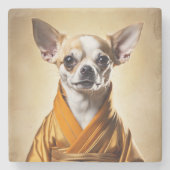 Buddhist Chihuahua Steinuntersetzer (Vorderseite)