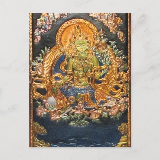 BUDDHIST GODESS GREEN TARA METALLIC INLAY POSTKARTE (Vorderseite)