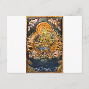 BUDDHIST GODESS GREEN TARA METALLIC INLAY POSTKARTE