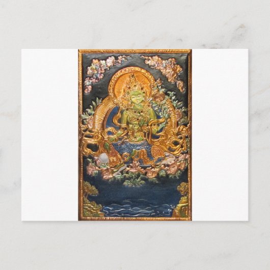 BUDDHIST GODESS GREEN TARA METALLIC INLAY POSTKARTE (Vorderseite)