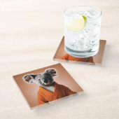 Buddhist Koala Glasuntersetzer (Schrägansicht)