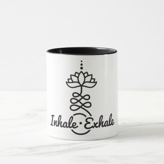 Buddhist Lotus Unalome Symbol / Inhale-Exhale Tasse (Zentrum)