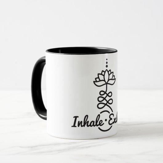 Buddhist Lotus Unalome Symbol / Inhale-Exhale Tasse (Vorderseite Links)
