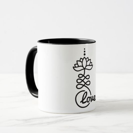 Buddhist Lotus Unalome Symbol/ Liebe Tasse (Vorderseite Links)