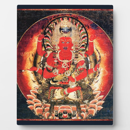 Buddhistische Aizen Myoo Malerei aus dem 14. Jahrh Fotoplatte (Vorderseite)