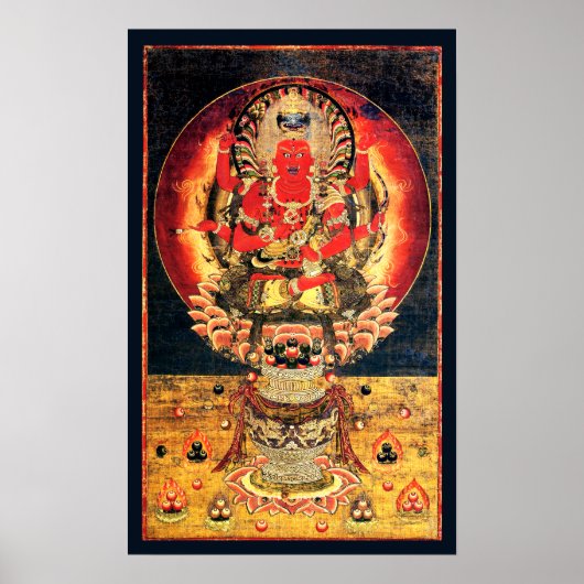 Buddhistische Aizen Myoo Malerei aus dem 14. Jahrh Poster (Vorne)