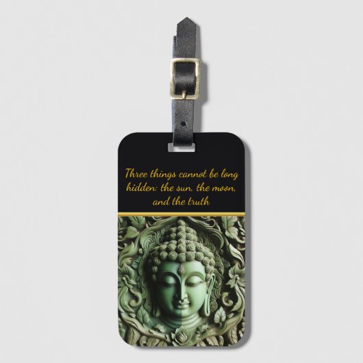 Buddhistische Carving: Blätter & Orbs AI Gepäckanhänger (Vorderseite Vertikal)