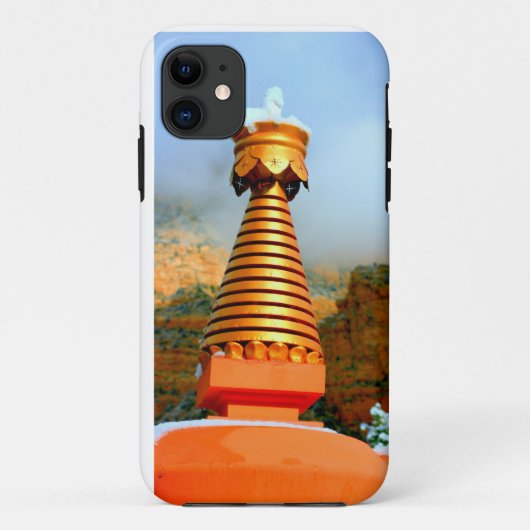 buddhistische Duma mit Schneefall Case-Mate iPhone Hülle (Rückseite)