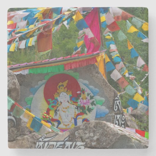 Buddhistische Felsmalerei Steinuntersetzer (Vorderseite)