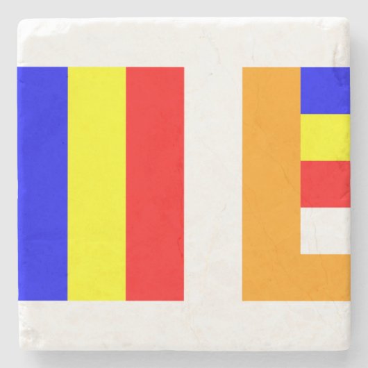 Buddhistische Flagge Steinuntersetzer (Vorderseite)