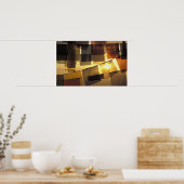 buddhistische Gebetsflaggen bei Sonnenuntergang, Poster (Küche)