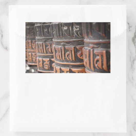 Buddhistische Gebetsräder, rechteckiger Aufkleber (Tasche)