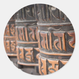 Buddhistische Gebetsräder rund Aufkleber