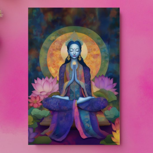 Buddhistische Göttin Blue Tara Floral Regenbogenma Postkarte