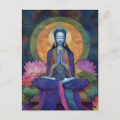 Buddhistische Göttin Blue Tara Floral Regenbogenma Postkarte (Vorderseite)